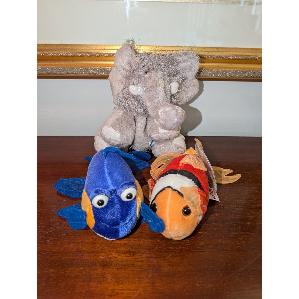 Ganz Webkinz Plush Lot Elephant Lil'Kinz Purple Goldfish Clownfish 3pc Mixed Set